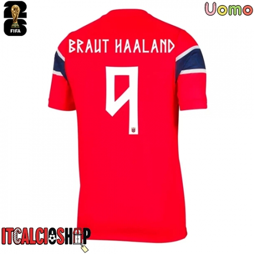 Norvegia Erling Haaland #9 Prima Maglia Mondiali 2026 Manica Corta